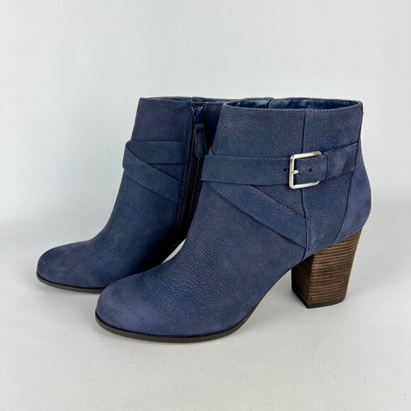 Cole Haan Womens Cassidy Strap Ankle Booties Blue Leather Block Heel size 9 - Picture 3 of 16